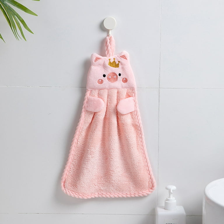 Soft Coral Fleece Hand Towel Kitchen Hanging Bath Towels With