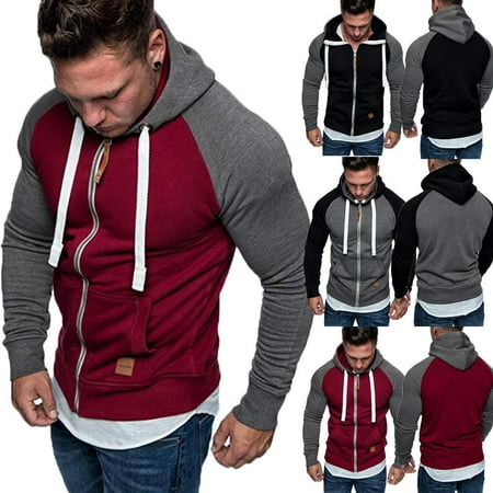 - New Plain Mens Hoodie Fleece Zip Up Hoody Jacket Sweatshirt Hooded Zipper Top