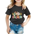thumbnail image 1 of FhsagQ T-Shirt Graphique Mignon de Pâques pour Filles, Col Rond, Manches Courtes, Été, Décontracté, Printemps, Noir, 4-5 Ans, 1 of 1