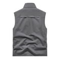 thumbnail image 2 of Fashion Top for Men - Men Solid Color Casual Outdoor Workwear Fishing Fashion Vest for Slimming T-shirt,Grey,L, 2 of 4