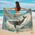 thumbnail image 4 of Uourmeti Sheer Long Bikini Wraps for Women Lightwieght Chiffon Scarf Blouse with Black Shark Tie Front Bathing Suit Cover up, 4 of 7