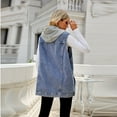 thumbnail image 2 of FJUCHAI Women's Denim Jean Vest Jacket Hooded Vest Casual Classic Sleeveless Button Denim Coats S-XL, 2 of 8