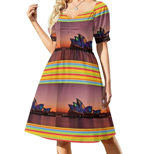 Conjuntos elegantes de vestidos de manga corta para mujer, Ópera de Sídney, Australia. Vestidos de lujo.