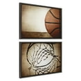 thumbnail image 2 of Kate and Laurel Sylvie Vintage Half Basketball and Vintage Basketball Net Framed Canvas Wall Art Set by Saint and Sailor Studios, 2 Piece 18x24 Dark Gray, Retro Sports Art for Wall, 2 of 6