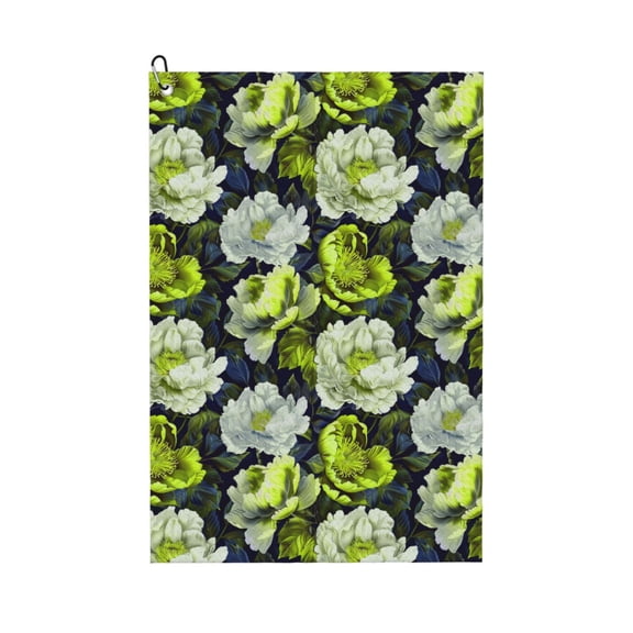 Naloa Teal floral elegance Golf Towel Golf Gift for Men and Women Golf Towel with Carabiner Clip to Quickly Remove Mud, Dirt and Sweat