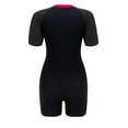 thumbnail image 7 of Womens Swimsuits One Piece Body Swimsuit Color Blocked Short Sleeved Shorts Conservative Zipper Surfing Diving Suit Hot PinkA,XS, 7 of 7