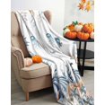 thumbnail image 3 of Blue Pumpkin Flannel Blanket for Bed,Travel and Camping, Starfish Seahorse Coral Coastal Fall Thanksgiving Super Soft Cozy Blanket for All Seasons 32"x48", 3 of 6