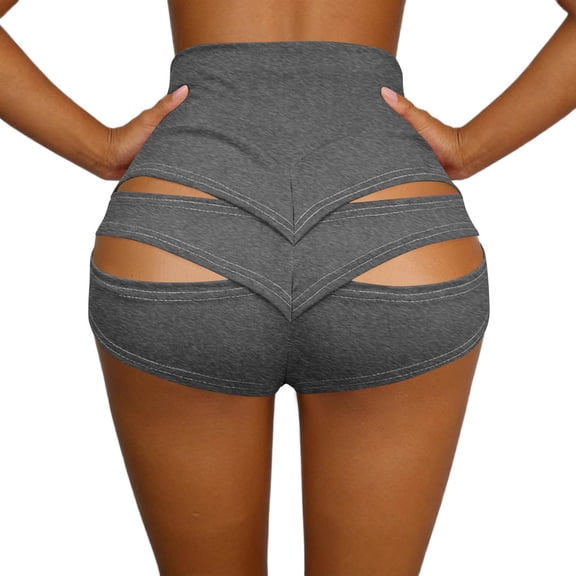 Cagogo Women's High Waisted Stretch Shorts Casual Slim Fit Solid Sporty Two Piece Set Matching Lounge Yoga Bike Workout Athletic Shorts, Dark Gray S