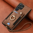 thumbnail image 6 of Phone Case for Samsung Galaxy S25 Ultra 5G Wallet Cell Cover with Tempered Glass Screen Protector Slim Lanyard Wrist Strap RFID Ring Stand Credit Card Holder Slot S25Ultra 25S S 25 25Ultra 6.9 Brown, 6 of 10