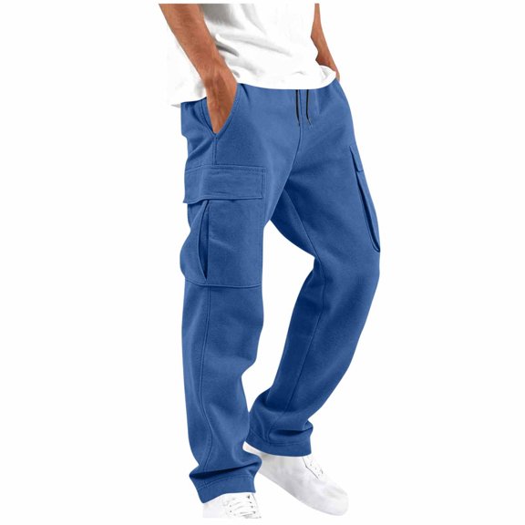 Naotn Mens Cargo Sweatpants Drawstring Waist Multiple Pockets Straight Work Pants Outdoor Casual Sports Sweat Pants