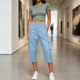 thumbnail image 3 of AKOEE Cargo Capris for Women High Waist Multi Pockets Lightweight Quick Dry Workout Summer Casual Capri Pants (XL, Light Blue), 3 of 7