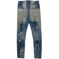 thumbnail image 2 of En Noir Men's Paint Splatter Rip & Repair Distressed Skinny Fit Denim Jeans (29, Dirty Indigo), 2 of 5