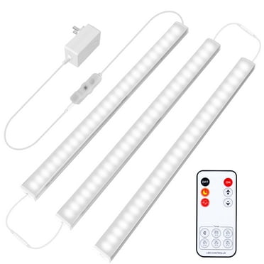 3 Pcs Under Cabinet Lights Plug in, 12 Inch Ultra Thin Under Cabinet Lighting, Super Bright Daylight White Under Counter Lights for Kitchen, Dimmable Light for Cabinet, Counter, Workbench, Desk