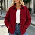 thumbnail image 6 of Vixolx Solid Shacket for Women Classic Buttoned Front Shirt Collar Wool Blend Jacket with Patch Pockets Fall Winter Loose Fit Long Sleeve Outerwear, 6 of 7