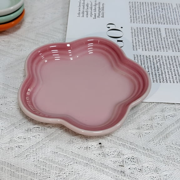 ACDANC Plum Blossom Small Plate 14cm Sauce Plates French Cool Color Cake Dish Gradual Spit Bone Dishes Tableware Ceramic Dessert