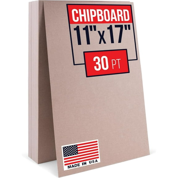 Paclord 11" x 17" Brown Kraft Plain Chipboard Sheets, 30 Pt Thick – Made in USA Durable Cardboard Chipboard for Cardstock Projects, Picture Frame Backing, Scrapbooking – Bundle of 80