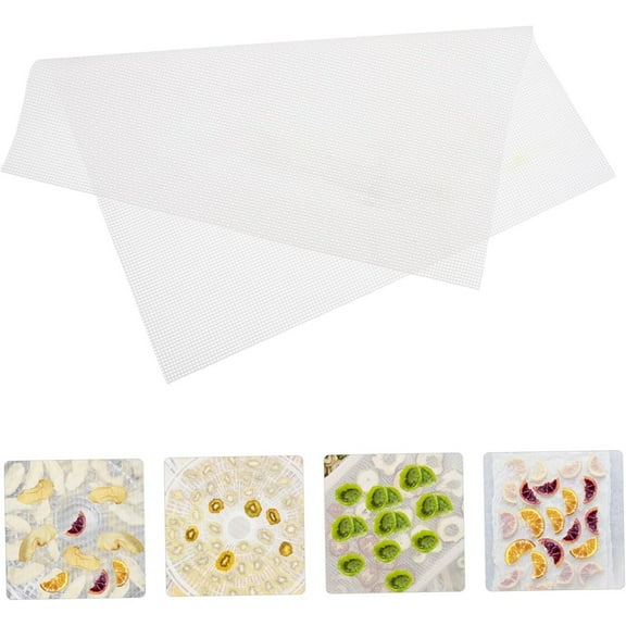 6Pcs Non-stick Food Fruit Dehydrator Mats,14x14In Silicone Mesh Dehydrator Sheets,Durable Mesh Steamer Mats for Fruit Leather,Herbs(White)