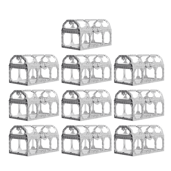 10 Pack - 3" Gold Treasure Chest Favor Candy Boxes for Wedding, Bridal Shower, Baby Shower, Birthday, Candy Jars Decorations