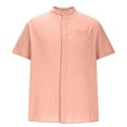 thumbnail image 6 of YLSDY Fashion Cotton Linen Casual Button Down Tops for Men, Summer Classic Short Sleeve Pocket Tees Hawaiian Beach Vacation Shirts Pink L, 6 of 6