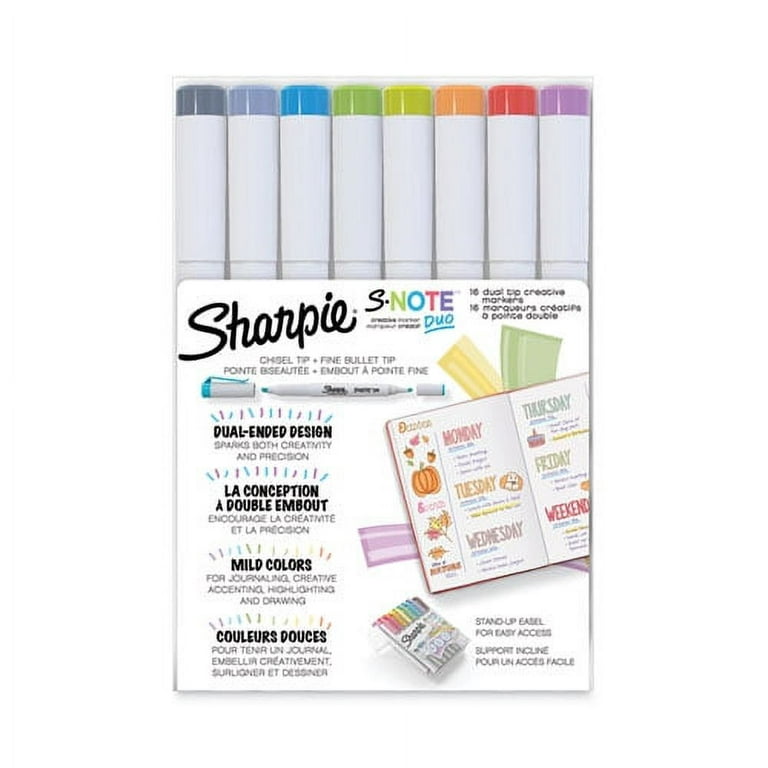 Sharpie S-Note Creative Markers, Assorted Colors, Chisel Tip, 16 Count