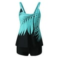 thumbnail image 4 of VEKDONE Casual Print Swimsuit for Women 2025 Clearance Strap Tankini Bathing Suit 2 Piece Casual Holiday Beach Swimwear with High Waisted Short Pants Blue L, 4 of 6