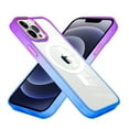 thumbnail image 4 of For Apple iPhone 14 Pro (6.1") Transparent Two Tone Gradient Colorful Frame Hybrid Compatible with MagSafe Charging Cover ,Xpm Phone Case [ Purple/ Blue ], 4 of 4