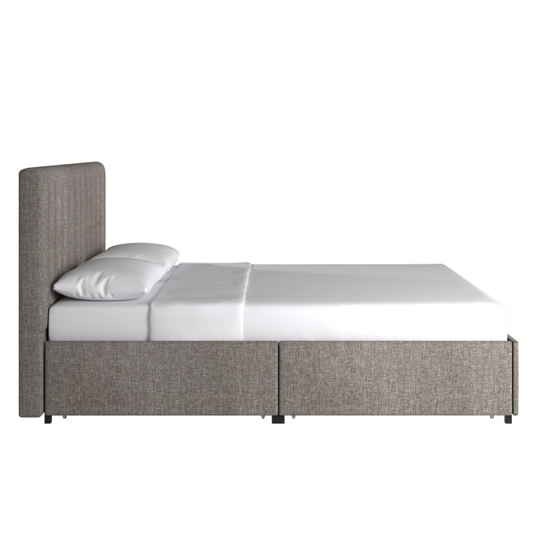 Weston Home Gaylen Grey Linen Upholstered Storage Platform Full