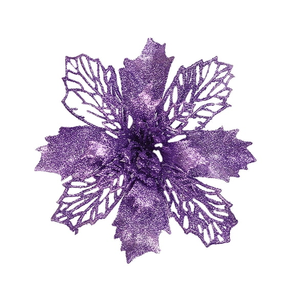 (Clearance) pdqouc Christmas Poinsettia Flowers Artificial Christmas Tree Ornaments Glitter Poinsettia for Tree Wedding New Year Holiday Decorations Xmas Tree Decorative Accessories Flowers