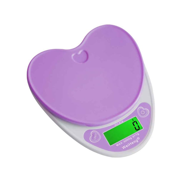 Naiovety WH-B18L 5 kg / 1g Encantadora de cocina digital en forma de corazón LCD Balanzas electrónicas para alimentos Dieta de cocina Banco de Cocina y Comedor púrpura Naiovety GJ0430-01B