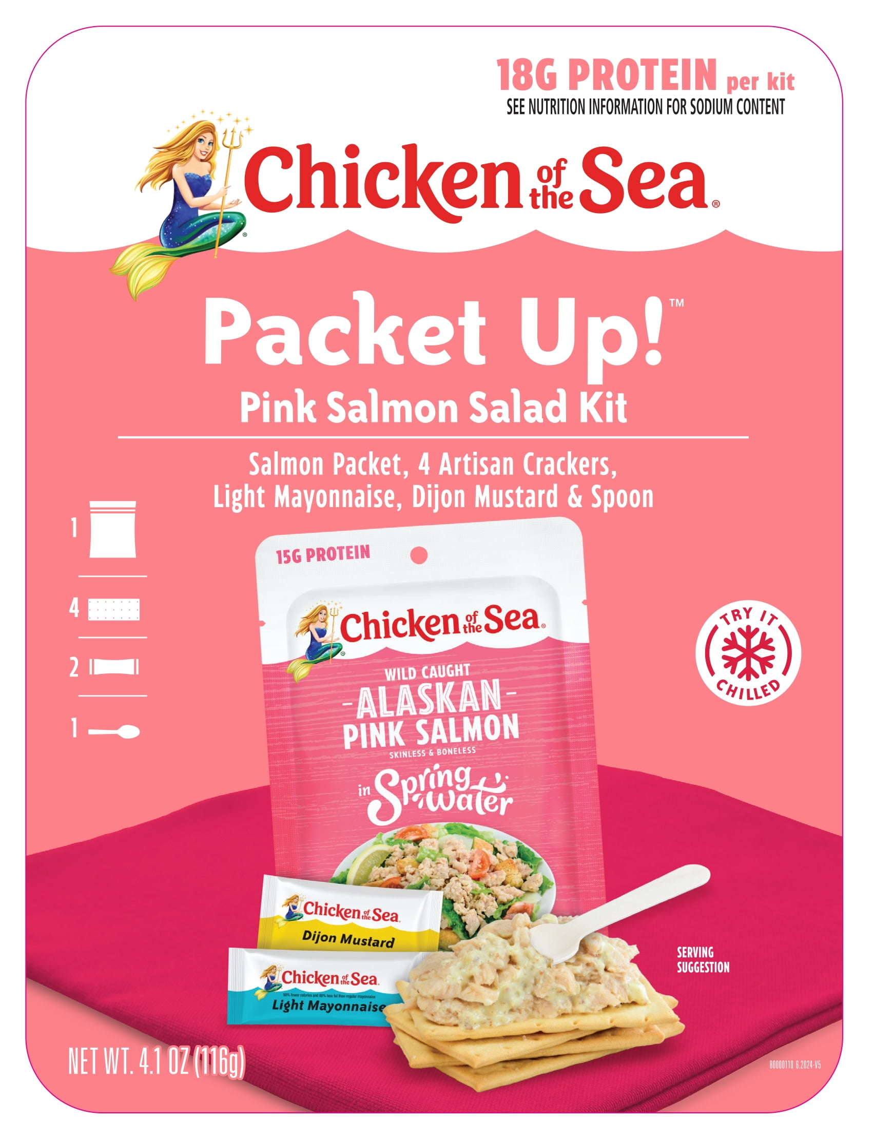 (3 pack) Chicken of the Sea Packet Up! Pink Salmon Salad Kit 4.1 oz