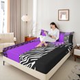 thumbnail image 4 of Homewish Fashion Abstract Teens Queen Sheet Sets, Modern Zebra Cheetah Print Flat Sheet, Chic Purple Polkadots Queen Fitted Sheet, Breathable Home Decor, 4 Pieces, 4 of 7