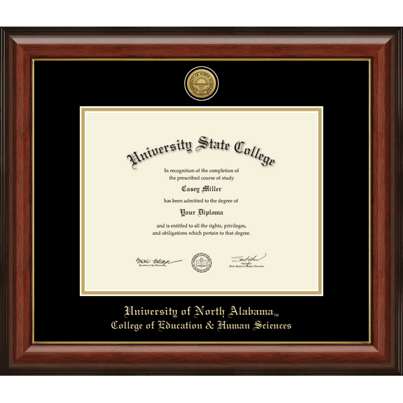 University of North Alabama College of Education & Human Sciences Diploma Frame, Document Size 11" x 8.5"