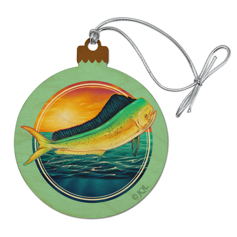 MahiMahi Dolphinfish Dorado Fishing Deep Sea Sport Wood Christmas Tree