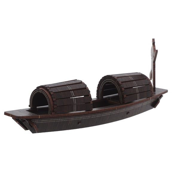 OUNONA Brown Wooden Fishing Boat Model, Small Decorative Sailboat for Home, Office, Shelf, Nautical Display Decor
