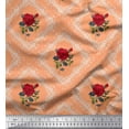 thumbnail image 1 of Soimoi Moss Georgette Fabric Check,Leaves & Rose Floral Print Sewing Fabric Yard 42 Inch Wide, 1 of 3