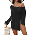 thumbnail image 5 of Charmo Womens Side Split One Piece Cover-up Long Sleeve Swim Tops Backless Beachwear, 5 of 6