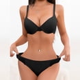 thumbnail image 4 of JSGEK Women Push Up Bra and Thong Set Plunge Neckline Adjustable Straps Intimate Lingerie for Bedroom Wear Black S, 4 of 6