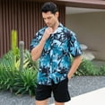 thumbnail image 2 of JLFKNG Fashion Men's 2Pcs Outfits Summer Short Sleeve T Shirts And Shorts Breathable Casual Floral Printed Hawaiian Style Comfy Summer Clothes, 2 of 9