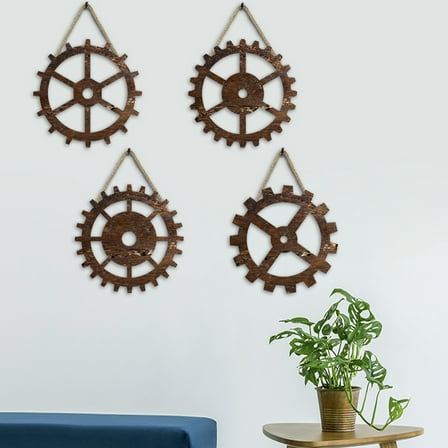 GOOHOCHY Wooden Gear Wall Decor for Home Office Vintage Industrial Decor Brown Small Size