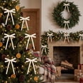 thumbnail image 4 of Trovenix 12 Pack Christmas Vintage Double Ear Velvet Bow Hanging Ornaments Set For Xmas Tree Holiday House Party Decoration, 4 of 6