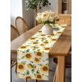 thumbnail image 4 of Burlap Table Runner 70 Inches Long, Summer Watercolor Sunflower Seamless Non-Slip Kitchen Table Runners for Dining Room Everyday Use Party Table Decorations Farm Green Leaves on White, 4 of 9