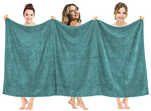 Soft & Luxury Ringspun Cotton 650 GSM Oversized Turkish Bath Towel for Maximum Softness & Absorbent Turquoise Blue American Soft Linen 40x80 Inch Premium