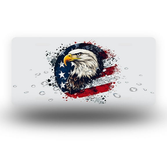 Patriotic Eagle Splash Front License Plate,Metal License Plate,Funny Standard Plates Personalized Novelty Decorative For Men/Women/Boys/Girls Car 6×12 Inch