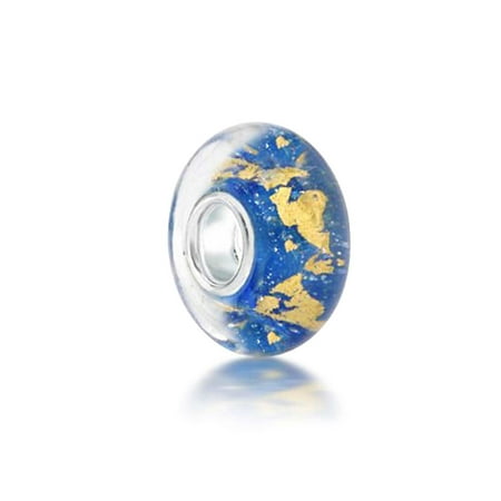 - Murano Glass Blue Red Golden Metallic Foil Bead Charm For Women For Teens Fit European Charm Bracelet Sterling Silver