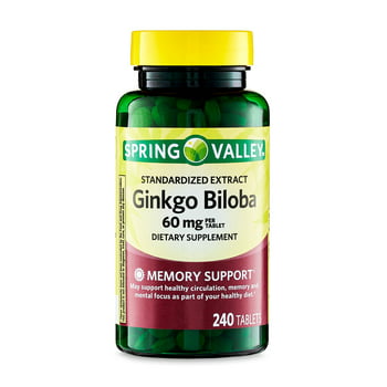 Spring Valley Standardized Extract Ginkgo Biloba Dietary Supplement, 60 mg, 240 count