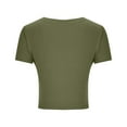 thumbnail image 6 of Blczomt Tops for Women Short Sleeve Workout Crop Basic Tees Bow Tie Going Out Summer Green Crew Neck Ladies Blouses, 6 of 7