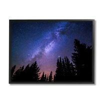Stupell Industries Deep Blue & Purple Galaxy Sky Stars Woodlands Border Framed Wall Art, 20 x 16, Design by Alpenglow Workshop