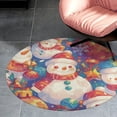 thumbnail image 4 of Christmas Cartoon Snowman Round Carpet Circle Rug Outdoor Patio Area Rug Washable Large Area Rugs Hallway Room Decor Fitness Mats, 4 of 8