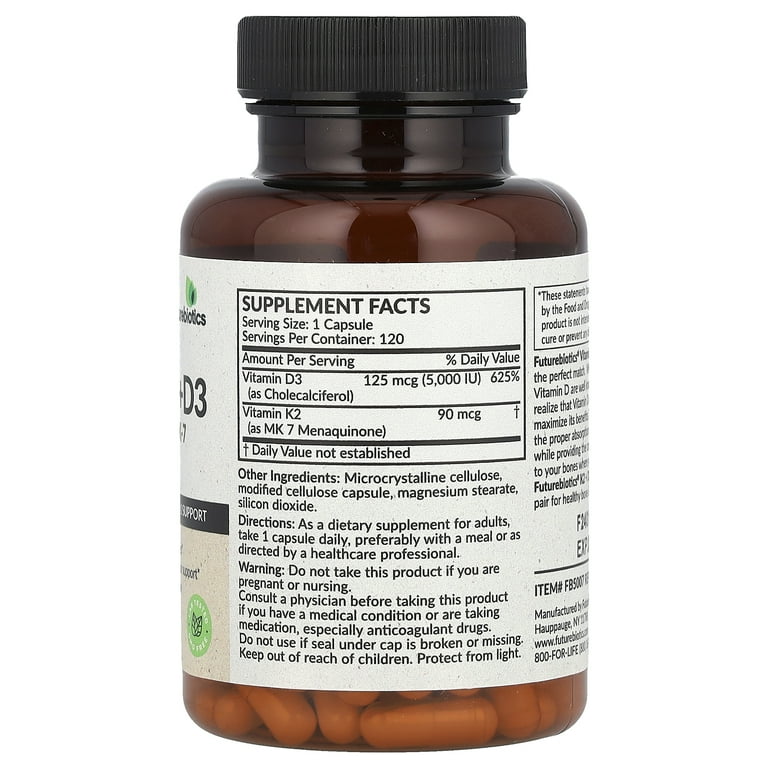 Futurebiotics Vitamin K2 + D3 , 120 Capsules - Walmart.com