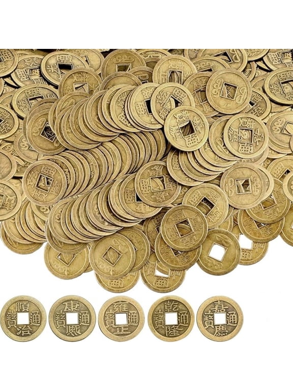 Topboutique Chinese Fortune Coins, Chinese Good Luck Coins, Feng Shui Coins, Chinese Lunar New Year Coins, Ancient Chinese Dynasty Time Coin for Health Wealth Success, 100 Pieces 5 Styles